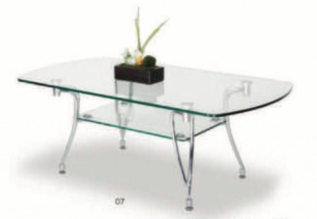"MEJA TAMU KACA SEMI OVAL COFEMO MT 22 120x60 cm"