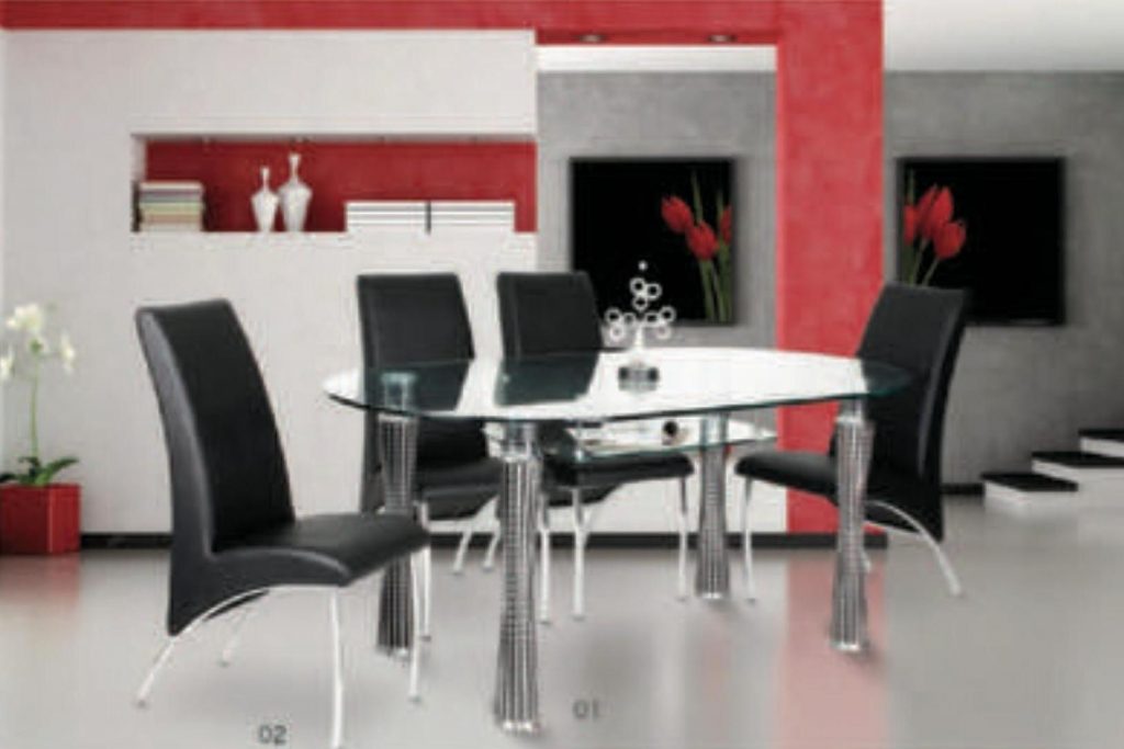 "MEJA MAKAN KACA OVAL COFEMO TC 30 180x100 cm"