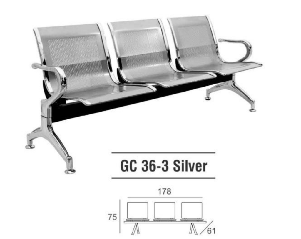 KURSI TUNGGU GRESCO GC 36- 3 SILVER