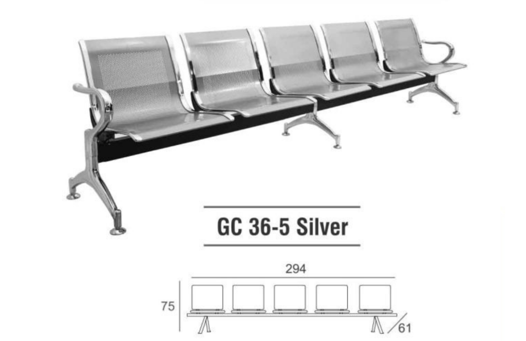 KURSI TUNGGU GRESCO GC36-5 SILVER
